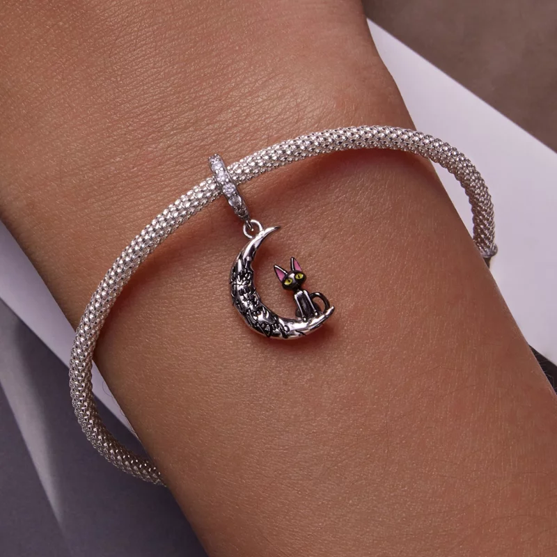 (image pour) Pendentif chat noir lune de style Pandora - SCC2218 - Afficher 6