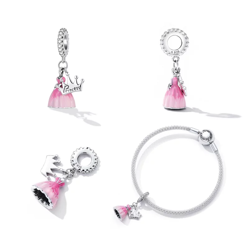 (image pour) Pendentif Couronne Robe de Princesse de style Pandora - SCC2203 - Afficher 3