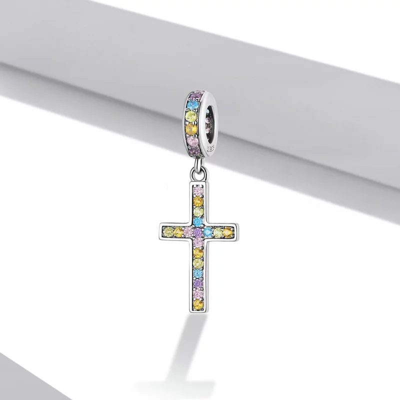 (image pour) Pendentif croix coloré style Pandora - SCC2156 - Afficher 2
