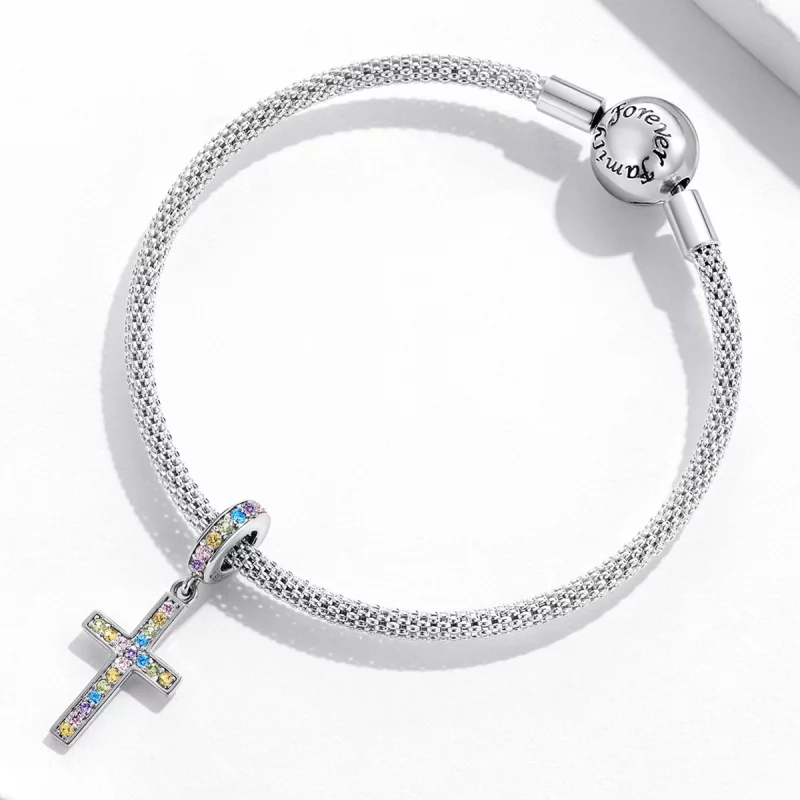 (image pour) Pendentif croix coloré style Pandora - SCC2156 - Afficher 3