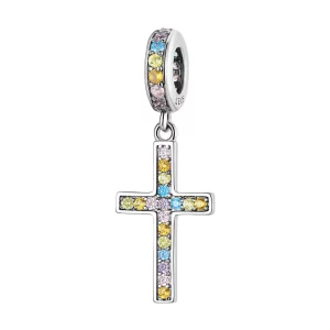 (image pour) Pendentif croix coloré style Pandora - SCC2156
