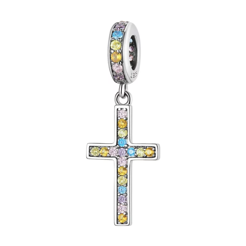 (image pour) Pendentif croix coloré style Pandora - SCC2156