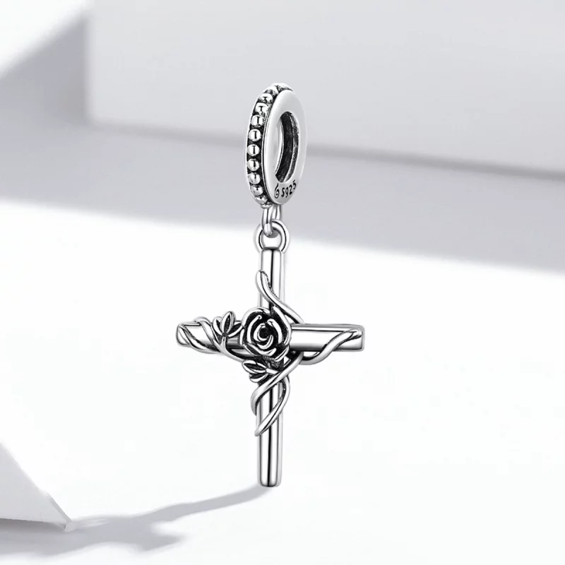 (image pour) Pendentif Croix Rose style Pandora - BSC526 - Afficher 2