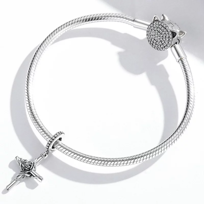(image pour) Pendentif Croix Rose style Pandora - BSC526 - Afficher 4
