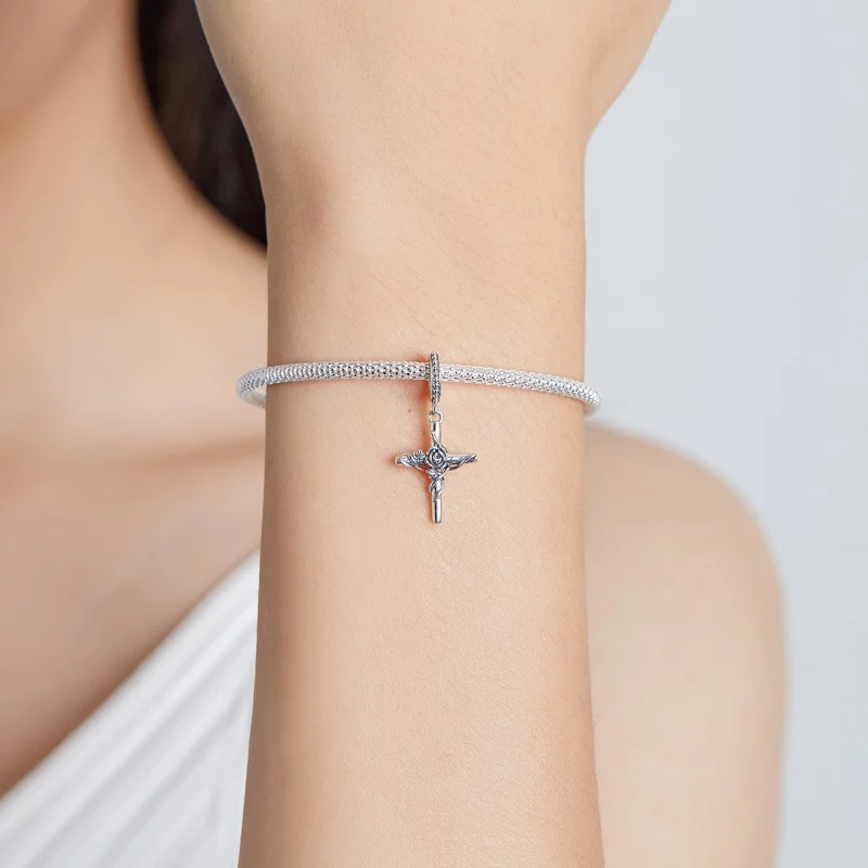 (image pour) Pendentif Croix Rose style Pandora - BSC526 - Afficher 5