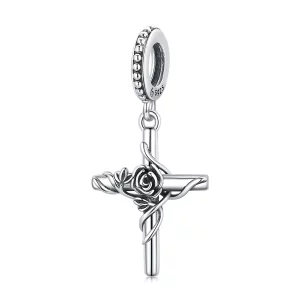 (image pour) Pendentif Croix Rose style Pandora - BSC526