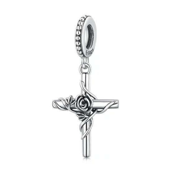 (image pour) Pendentif Croix Rose style Pandora - BSC526