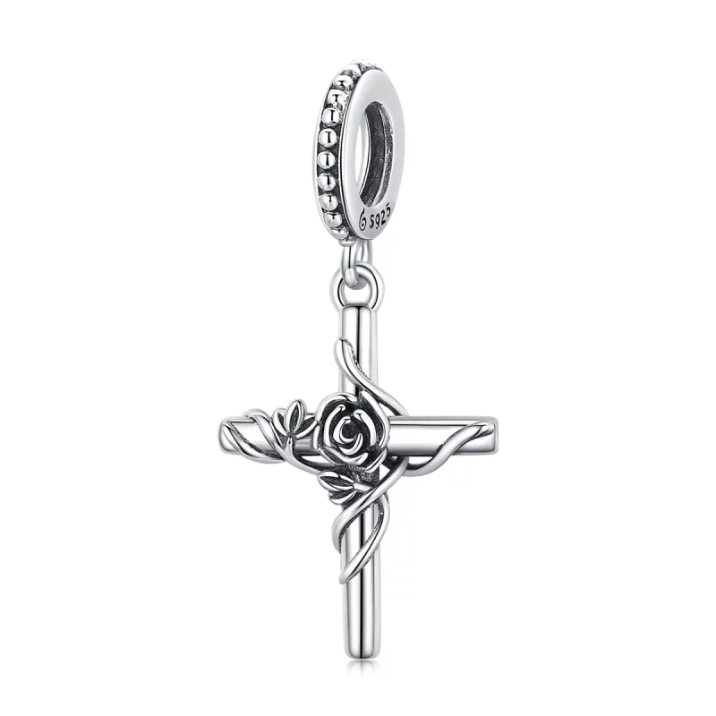 (image pour) Pendentif Croix Rose style Pandora - BSC526