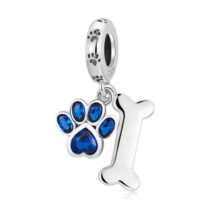 (image pour) Pendentif de style Pandora avec patte de chien et os - SCC2127
