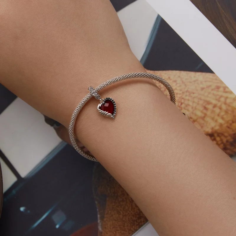 (image pour) Pendentif en forme de cœur de roses style Pandora - SCC2406 - Afficher 5