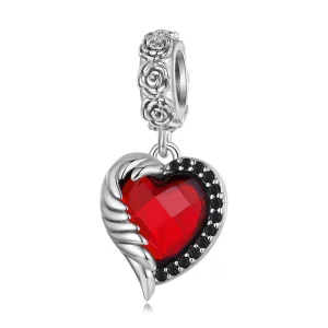 (image pour) Pendentif en forme de cœur de roses style Pandora - SCC2406