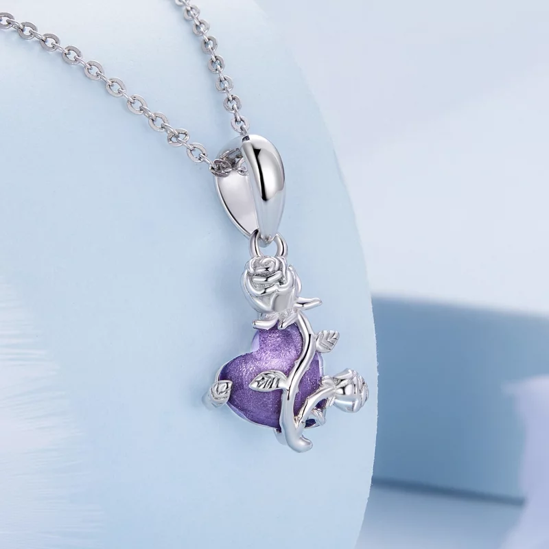 (image pour) Pendentif en forme de cœur rose style Pandora - BSC661 - Afficher 2