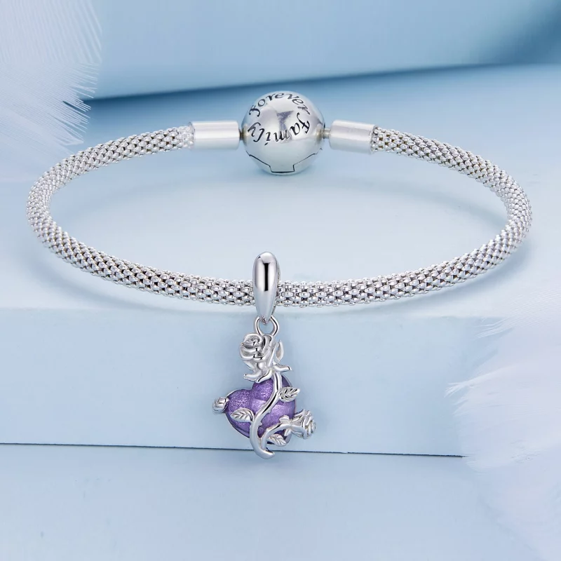 (image pour) Pendentif en forme de cœur rose style Pandora - BSC661 - Afficher 3