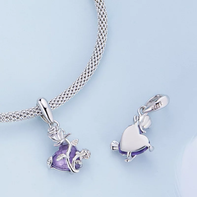(image pour) Pendentif en forme de cœur rose style Pandora - BSC661 - Afficher 4