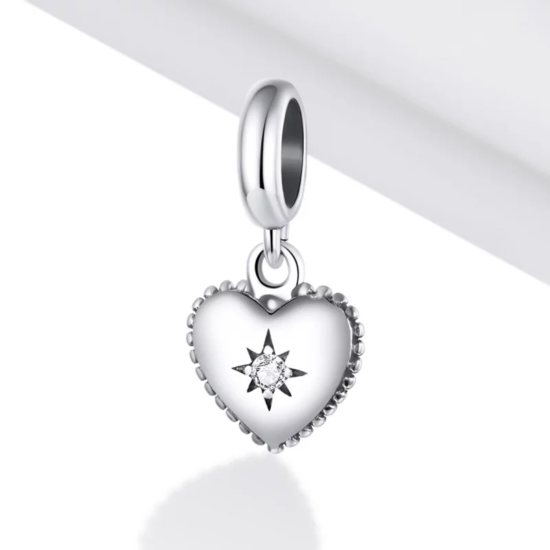 (image pour) Pendentif en forme de cœur étoilé style Pandora - SCX132 - Afficher 2