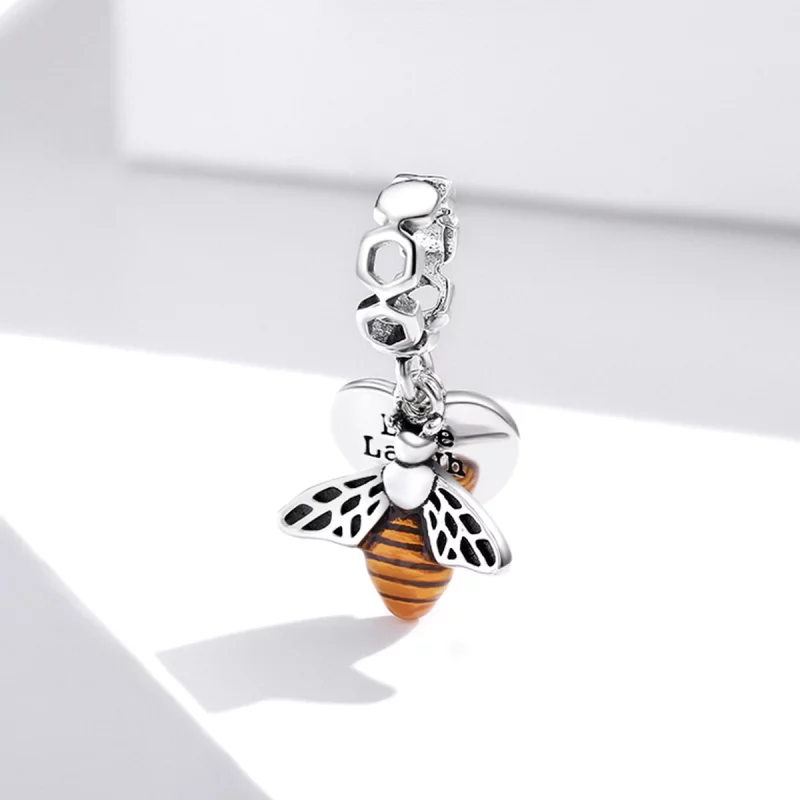 (image pour) Pendentif en style Pandora avec des abeilles et des cœurs - BSC495 - Afficher 2