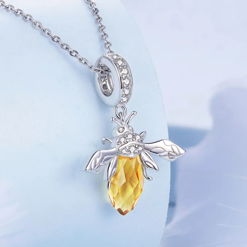 (image pour) Pendentif en verre de Murano en style Pandora avec abeille suspendue - BSC710 - Afficher 2