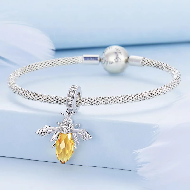 (image pour) Pendentif en verre de Murano en style Pandora avec abeille suspendue - BSC710 - Afficher 3