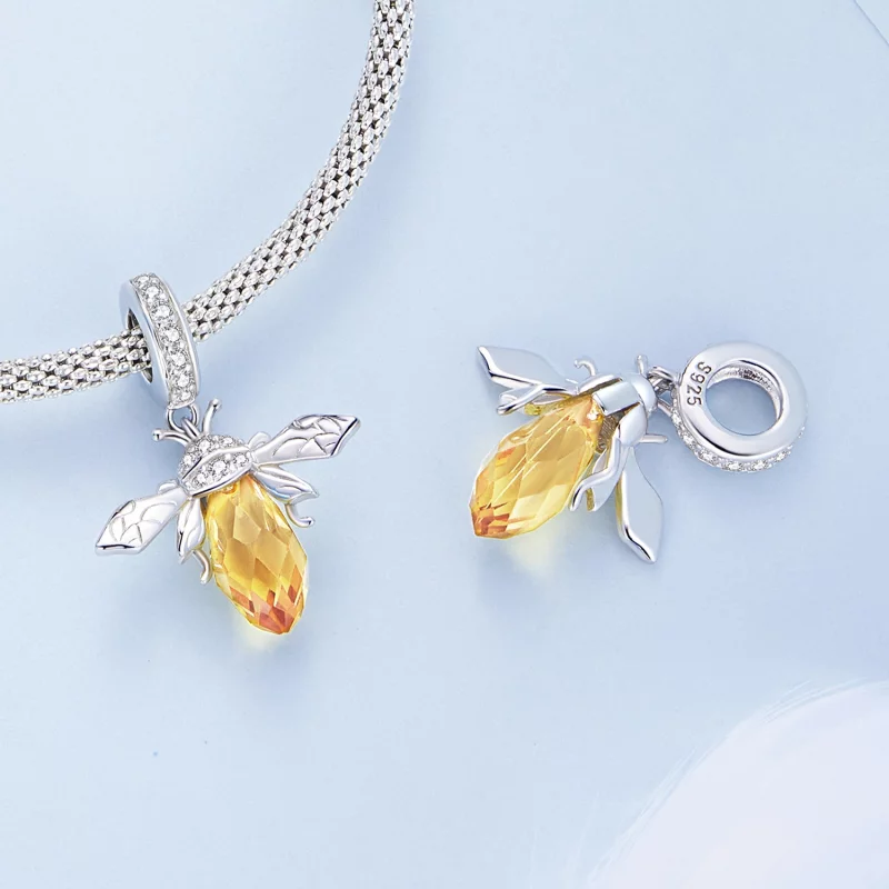 (image pour) Pendentif en verre de Murano en style Pandora avec abeille suspendue - BSC710 - Afficher 4