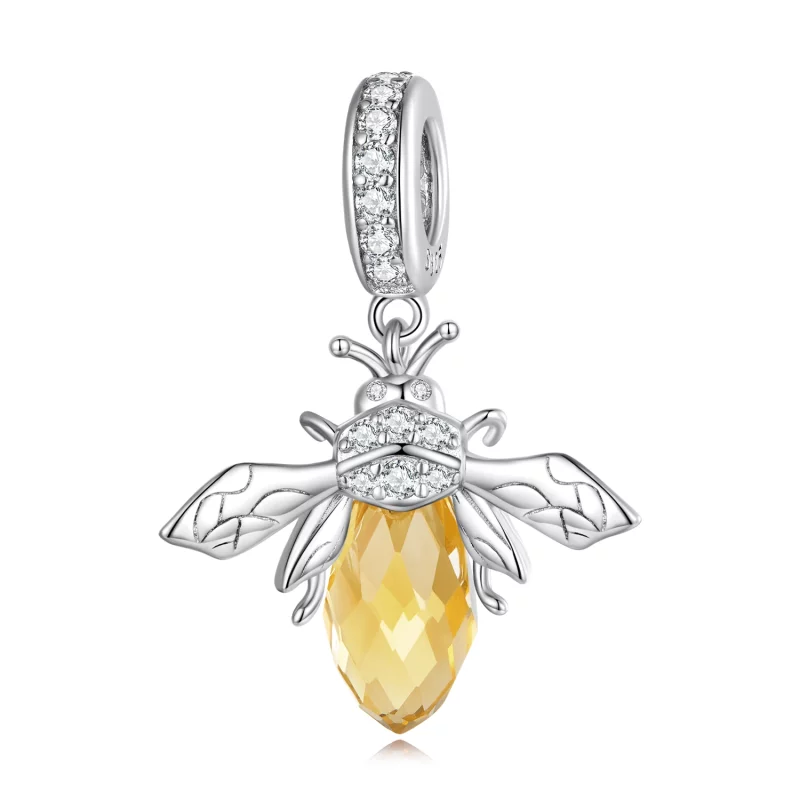 (image pour) Pendentif en verre de Murano en style Pandora avec abeille suspendue - BSC710
