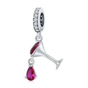 Pendentif en verre à vin secoué de style Pandora - SCC1997 (image pour) Pendentif en verre à vin secoué de style Pandora - SCC1997
