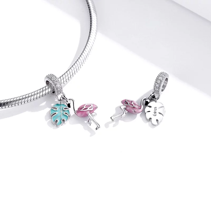 (image pour) Pendentif Flamingo de style Pandora - BSC277 - Afficher 4