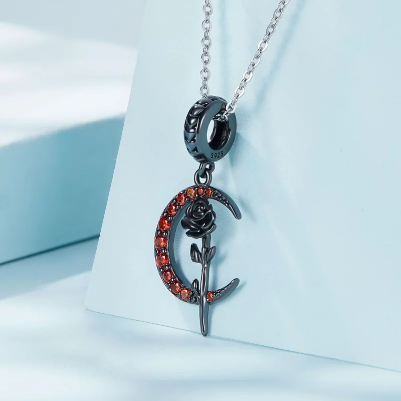 (image pour) Pendentif Lune Rose Style Pandora - SCC2384 - Afficher 2