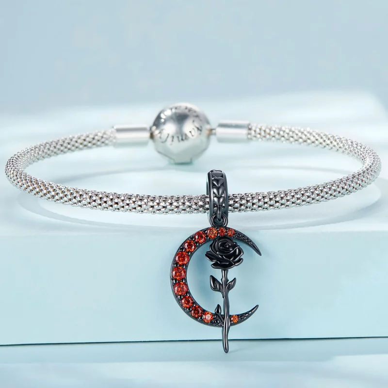 (image pour) Pendentif Lune Rose Style Pandora - SCC2384 - Afficher 3
