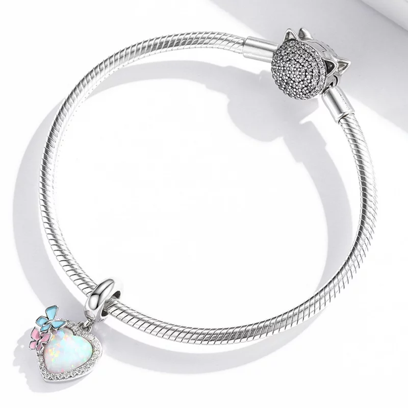(image pour) Pendentif Papillon Coeur en Opale de Style Pandora - SCC2101 - Afficher 3