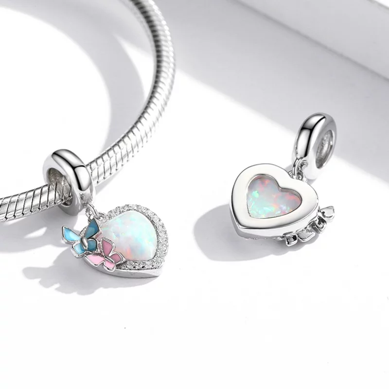 (image pour) Pendentif Papillon Coeur en Opale de Style Pandora - SCC2101 - Afficher 4