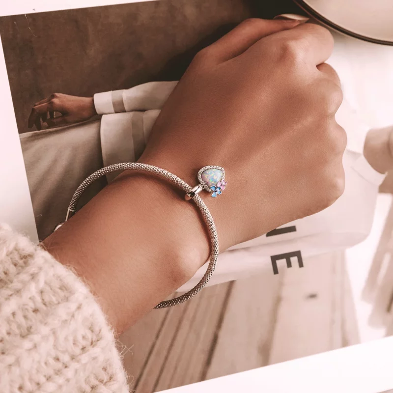 (image pour) Pendentif Papillon Coeur en Opale de Style Pandora - SCC2101 - Afficher 5