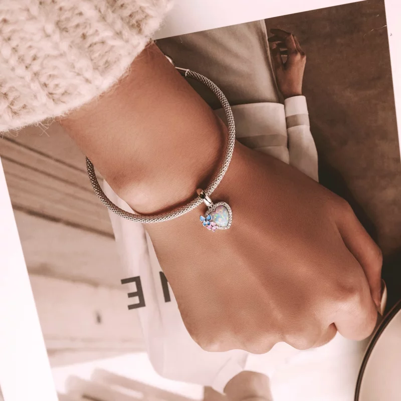 (image pour) Pendentif Papillon Coeur en Opale de Style Pandora - SCC2101 - Afficher 6