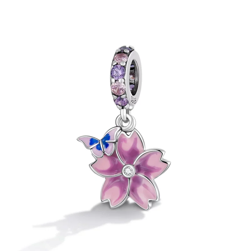 (image pour) Pendentif Papillons et Fleurs de style Pandora - SCC2185 - Afficher 2