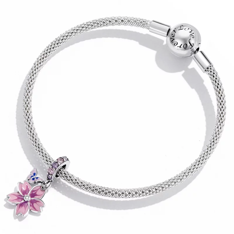 (image pour) Pendentif Papillons et Fleurs de style Pandora - SCC2185 - Afficher 4