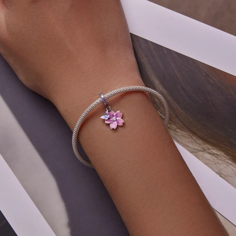 (image pour) Pendentif Papillons et Fleurs de style Pandora - SCC2185 - Afficher 5