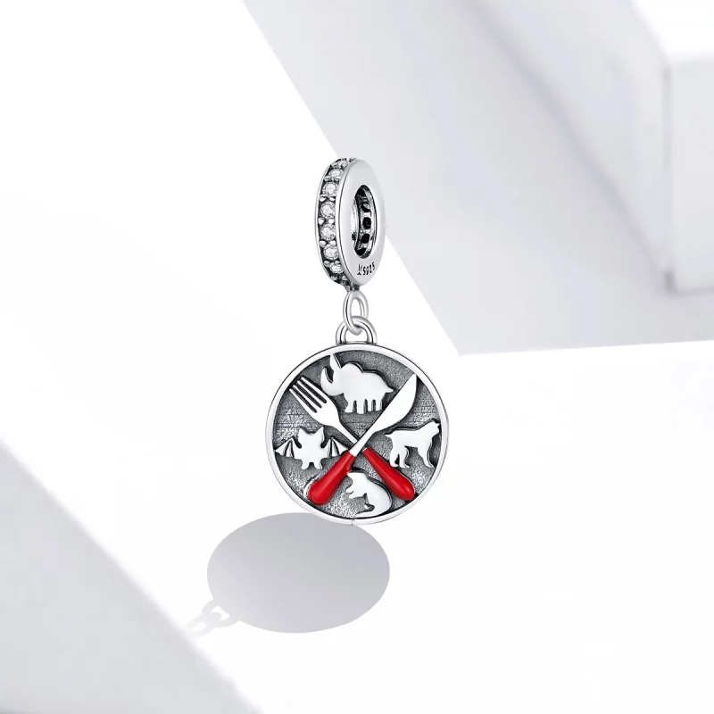 (image pour) Pendentif pendaison Style Pandora Refuse de manger des animaux sauvages - SCC158 - Afficher 2