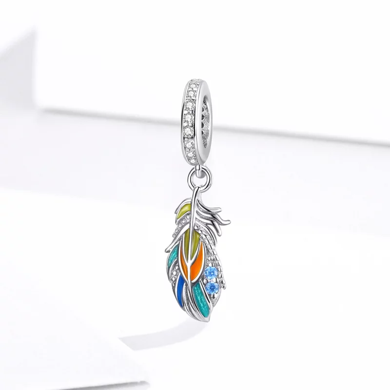 (image pour) Pendentif Plumes Colorées de Style Pandora - BSC304 - Afficher 2