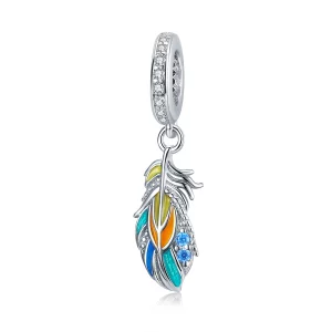 (image pour) Pendentif Plumes Colorées de Style Pandora - BSC304