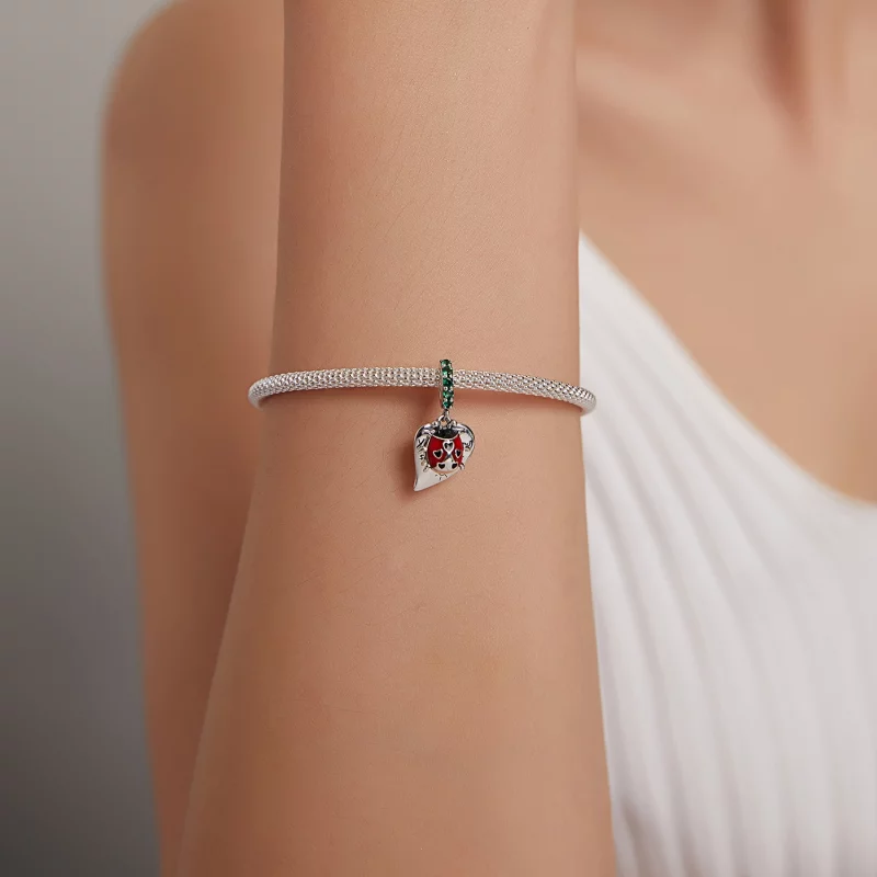 (image pour) Pendentif style Pandora coccinelle avec feuilles - BSC492 - Afficher 5