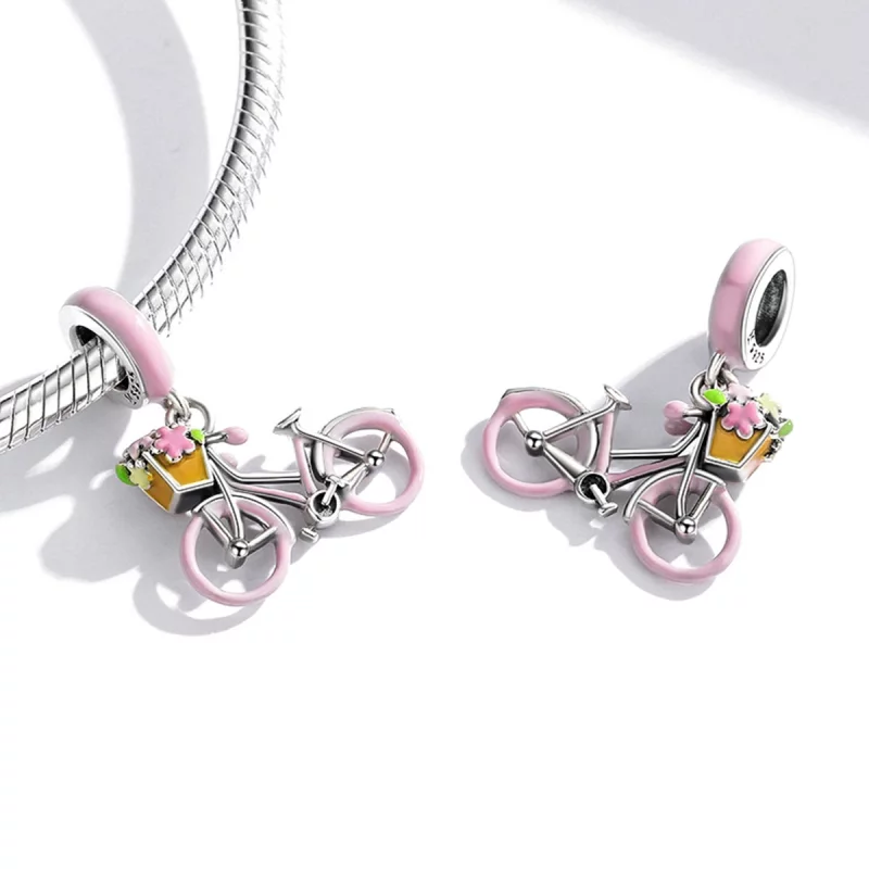 (image pour) Pendentif vélo rose de style Pandora - SCC1975 - Afficher 4