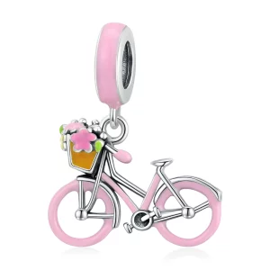 (image pour) Pendentif vélo rose de style Pandora - SCC1975
