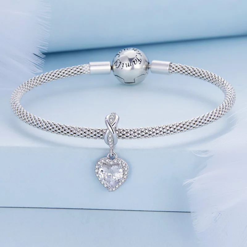 (image pour) Style Pandora Cœur Brillant à Pendentif - BSC663 - Afficher 3