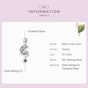 Charm Pendant Style PANDORA Chat joue avec les étoiles - SCC1205