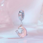 Pendentif style Pandora dauphin rose - SCC2639
