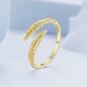 Anneau ouvert style Pandora avec des feuilles - BSR485-E