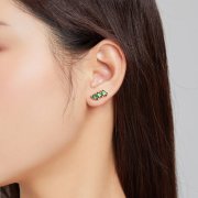Clous d'Oreilles Style PANDORA Émeraude Solide - SCE1051-GN