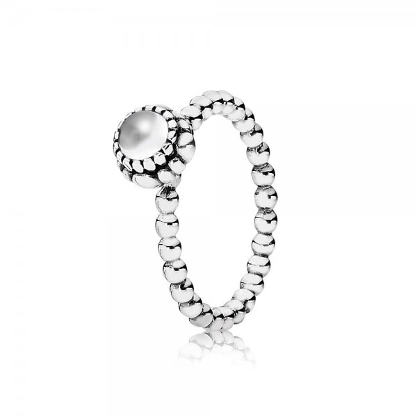 PANDORA - Silver ring, birthstone-April, rock crystal - 190854BK
