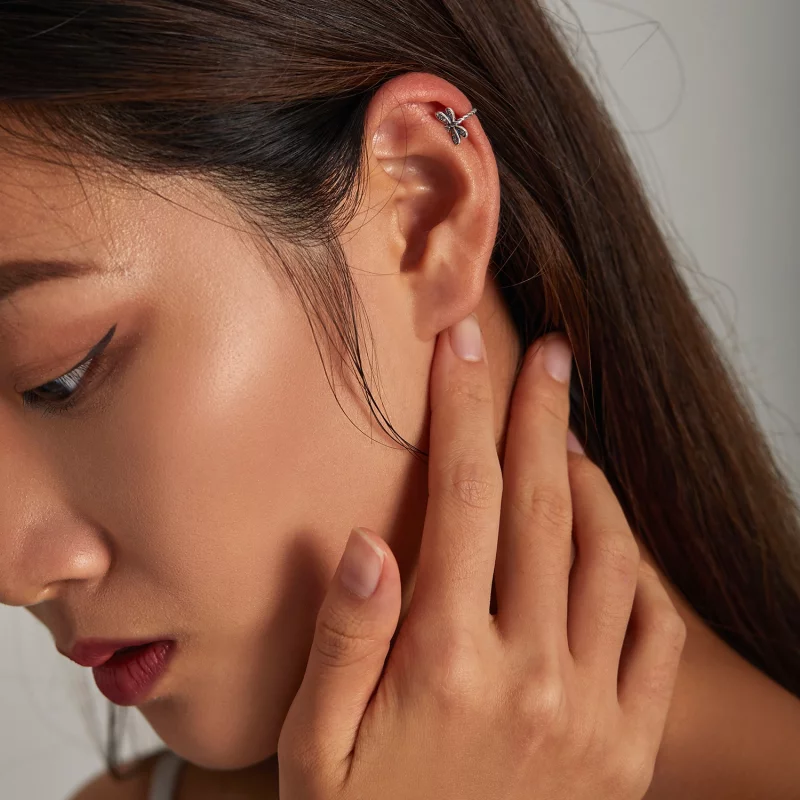 (image pour) Clip d'oreille délicat de style Pandora avec libellule - SCE1295 - Afficher 6