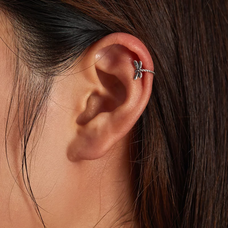 (image pour) Clip d'oreille délicat de style Pandora avec libellule - SCE1295 - Afficher 7