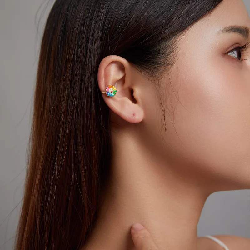 (image pour) Pince d'oreille Pandora Style Pop Sun Flower - SCE1235 - Afficher 3